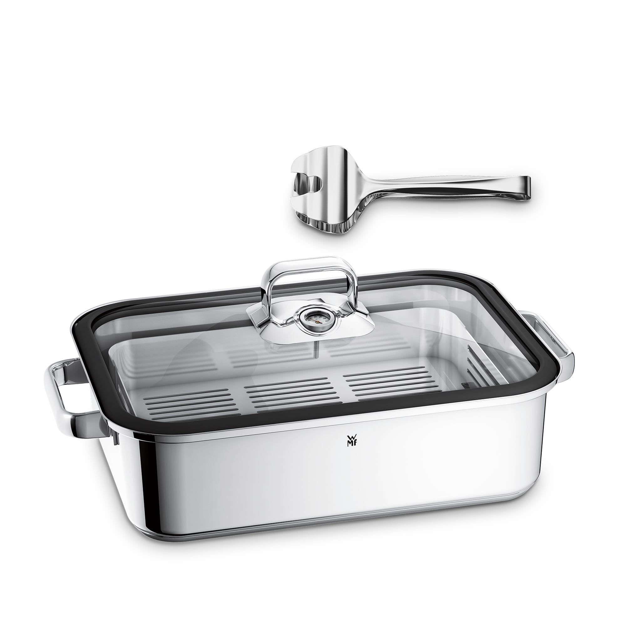 Vitalis aromadampkoker 6,5 L rustfritt stål med servertang forfra