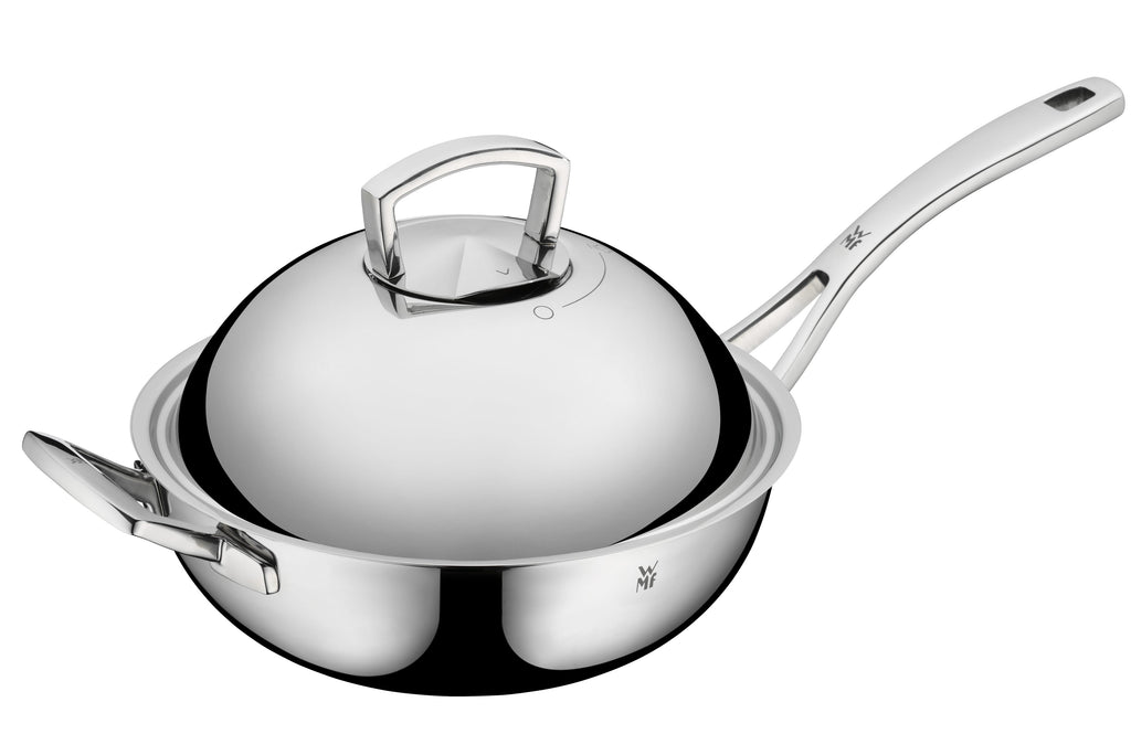 Wok 28 cm rustfritt stål med lokk Multiply forfra
