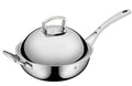 Wok 28 cm rustfritt stål med lokk Multiply forfra