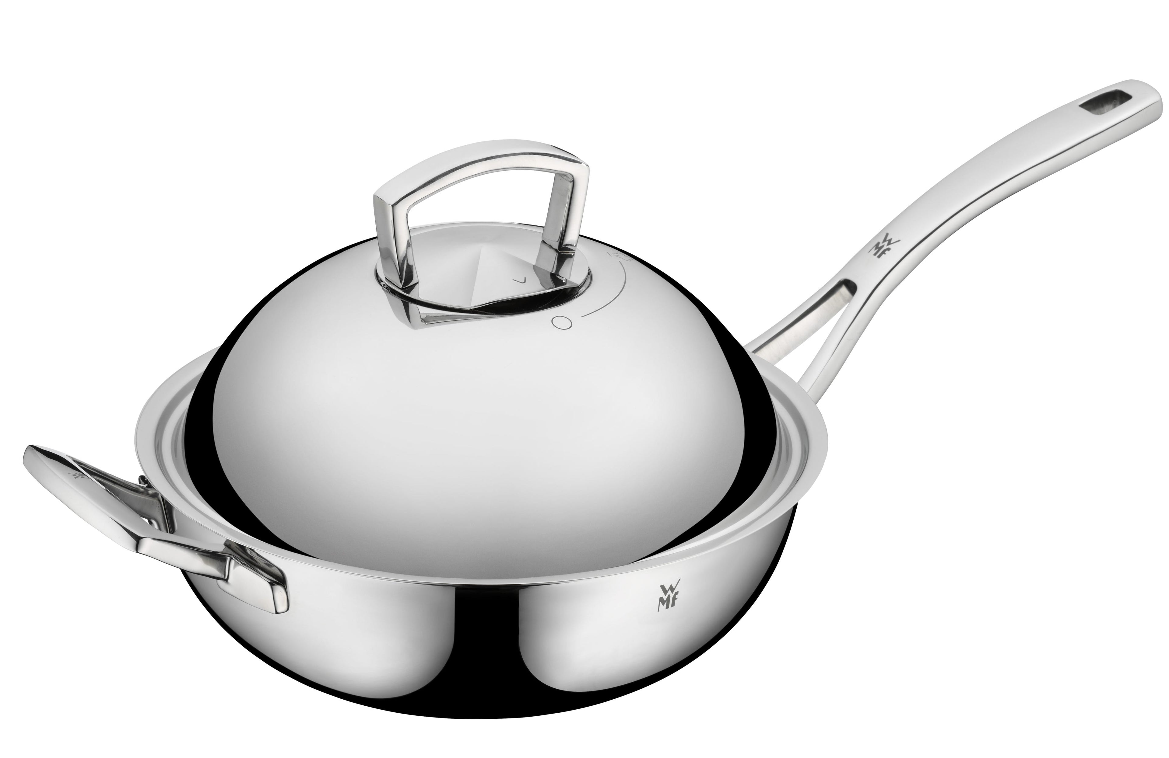Wok 28 cm rustfritt stål med lokk Multiply forfra