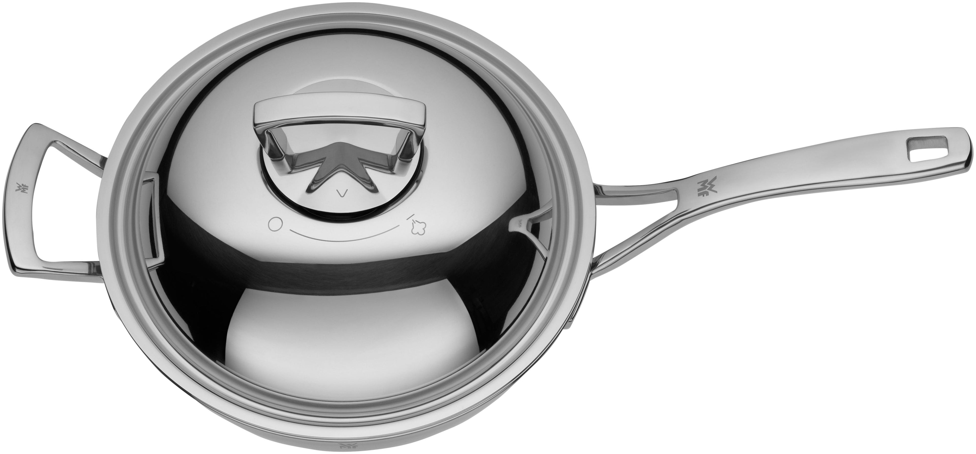 Wok 28 cm rustfritt stål med lokk Multiply lokk med dampregulering