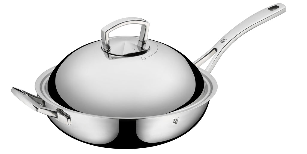 Wok 32 cm rustfritt stål med lokk Multiply - WMF forfra