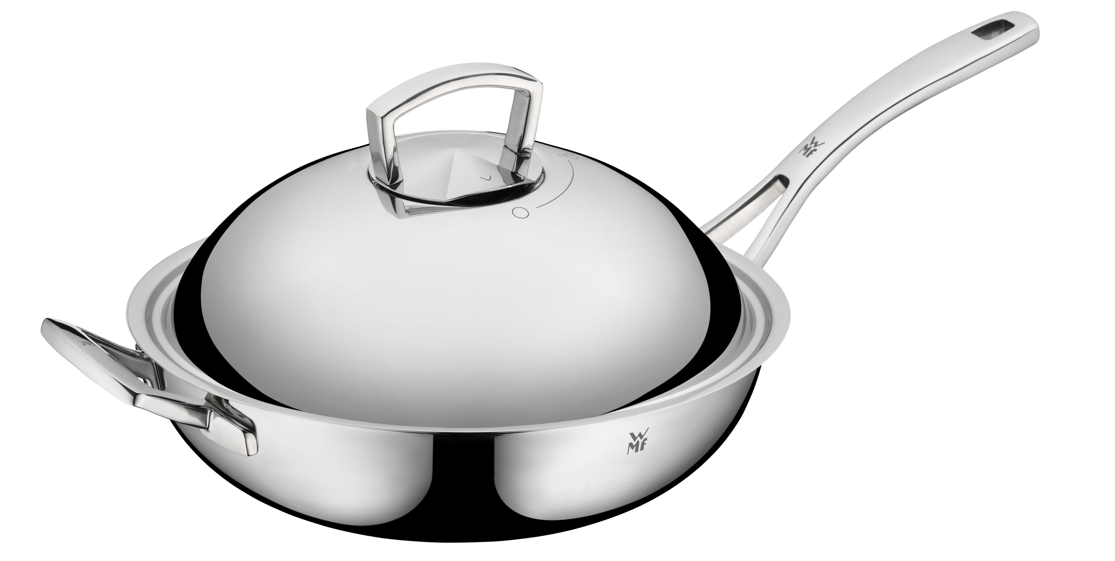 Wok 32 cm rustfritt stål med lokk Multiply - WMF forfra