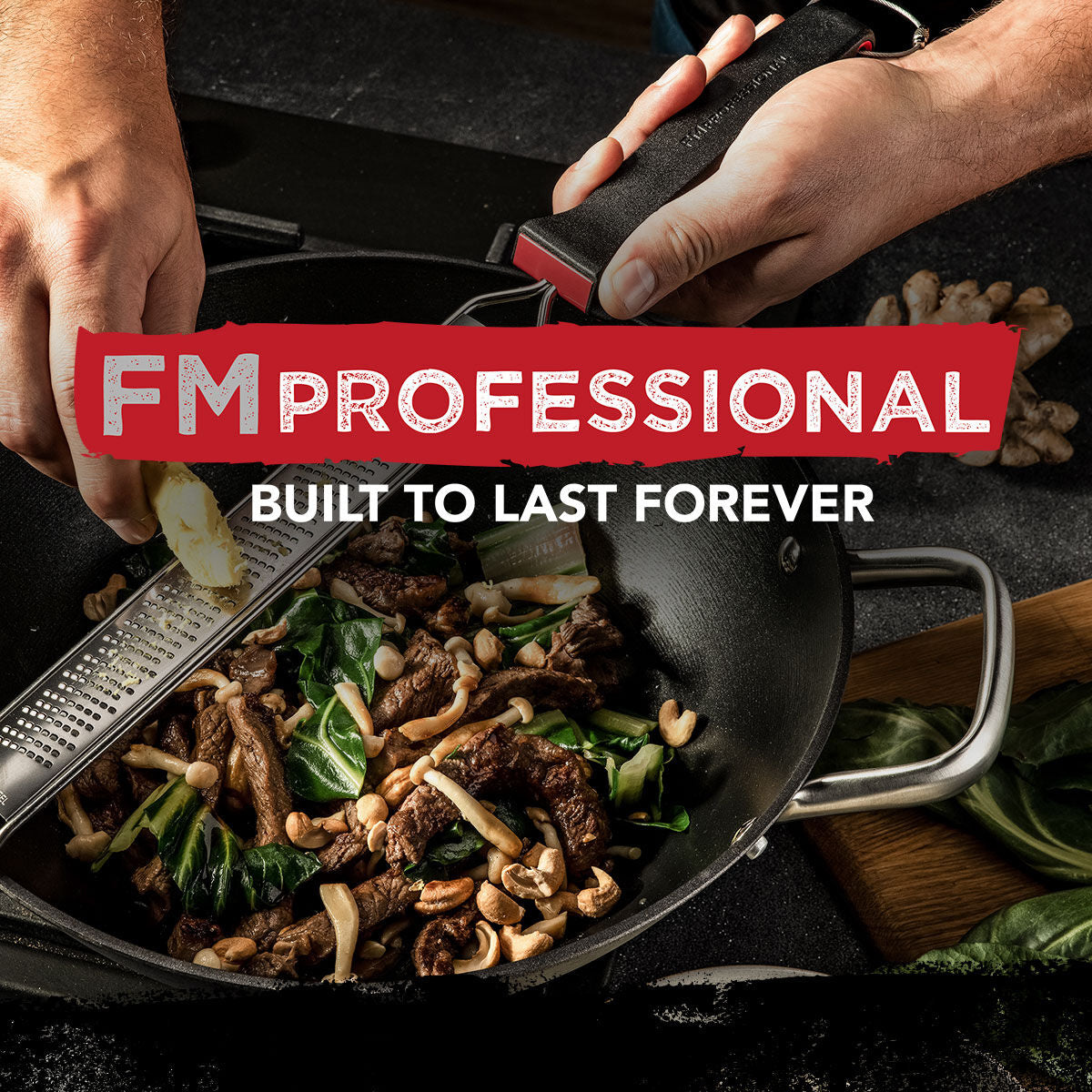 Wok Force Ø32 cm støpejern non-stick - FMprofessional oppheng