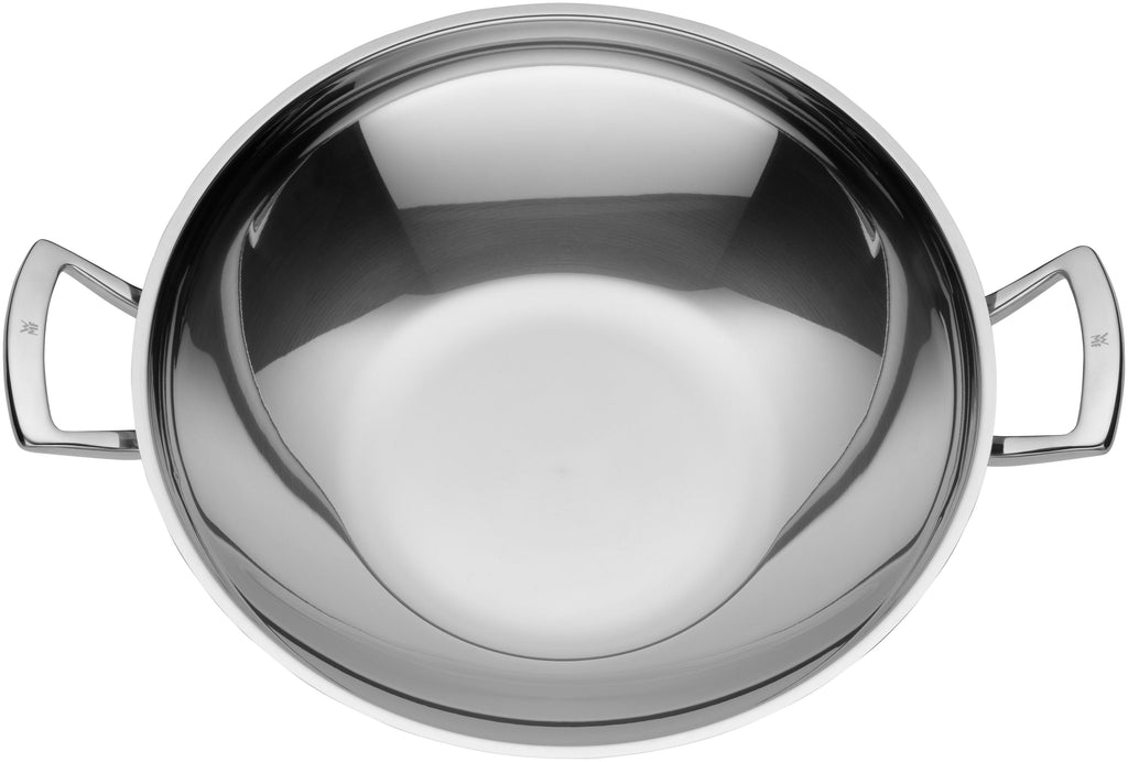 Wok med glasslokk 36 cm rustfritt stål induksjon bakside