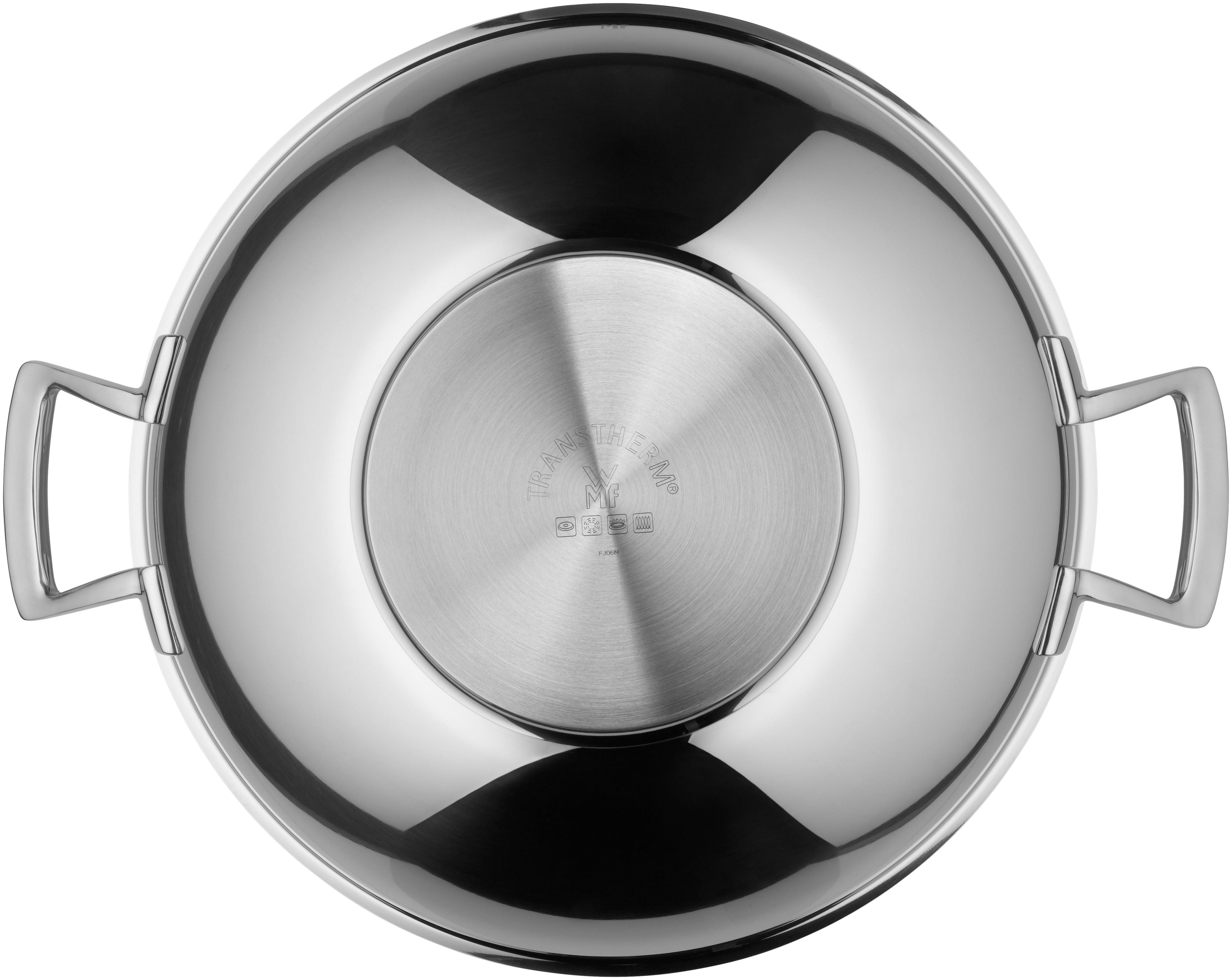 Wok med glasslokk 36 cm rustfritt stål induksjon detalj av lokk