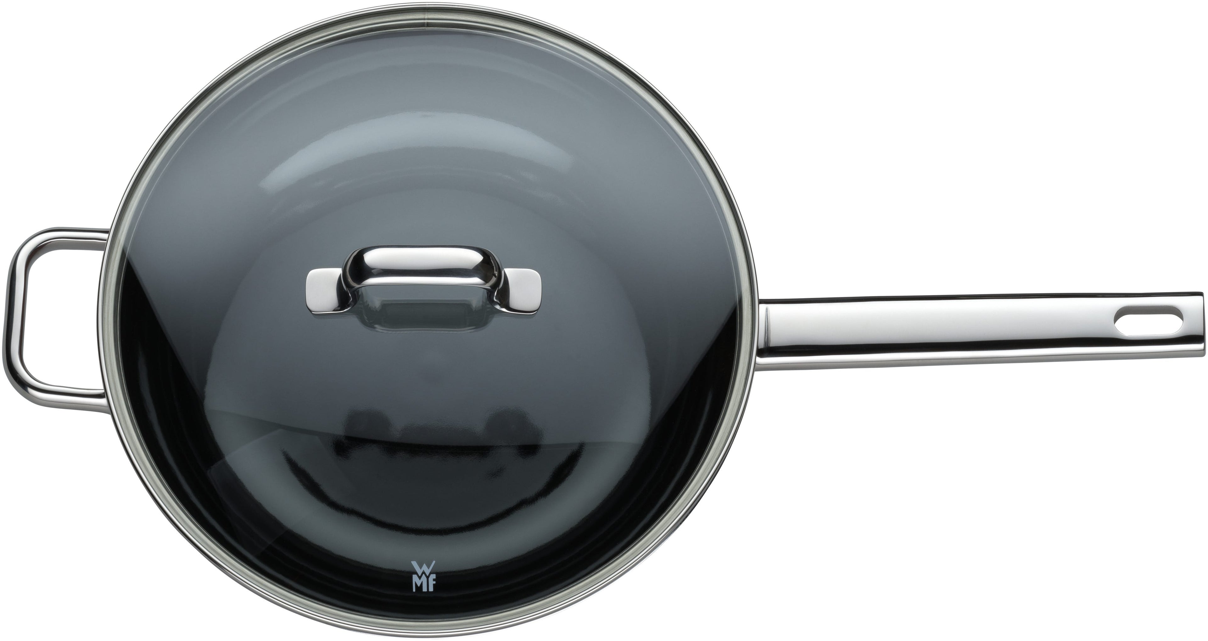 Detalj av glasslokk på Wokpanne 28 cm med glasslokk Fusiontec Mineral Platinum