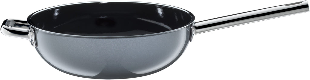 Nærbilde av håndtak på Wokpanne 28 cm med glasslokk Fusiontec Mineral Platinum