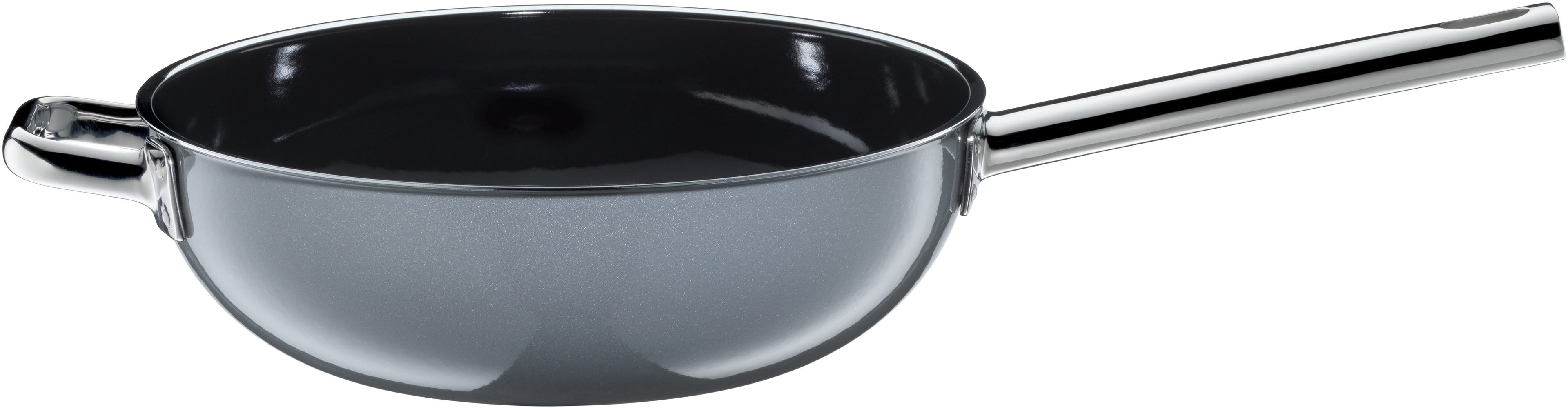 Nærbilde av håndtak på Wokpanne 28 cm med glasslokk Fusiontec Mineral Platinum