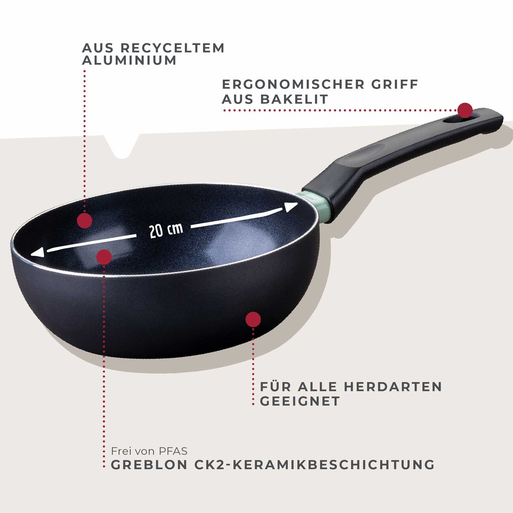 Wokpanne Brandao keramikk non-stick Ø20 cm detalj av håndtak