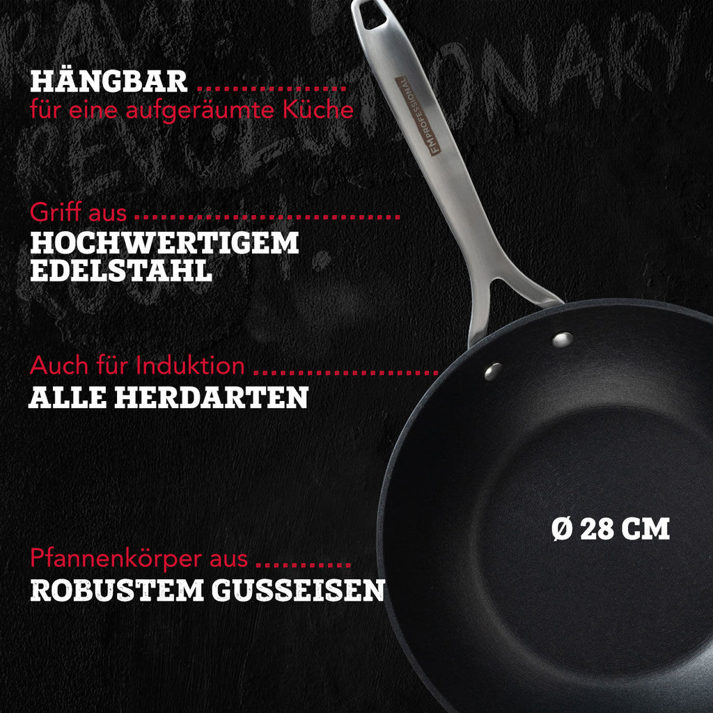 Nærbilde av non-stick belegg på Wokpanne Force Ø28 cm