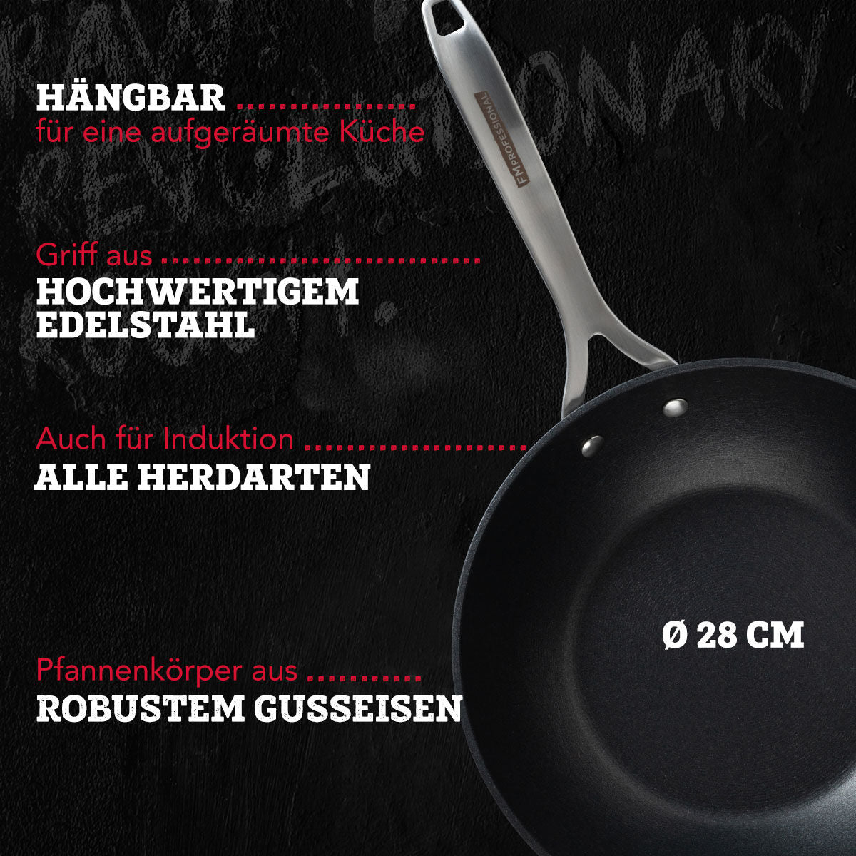Nærbilde av non-stick belegg på Wokpanne Force Ø28 cm