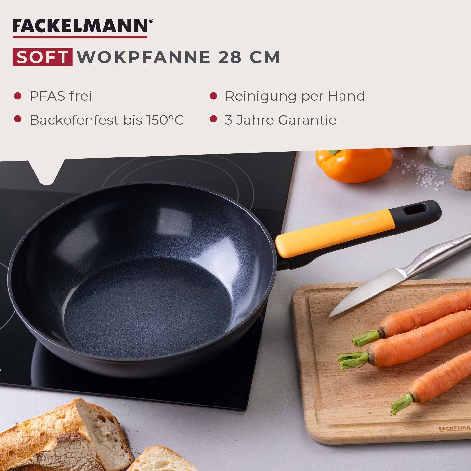 Wokpanne keramikk non-stick Ø28 cm Soft Collection montert på komfyr