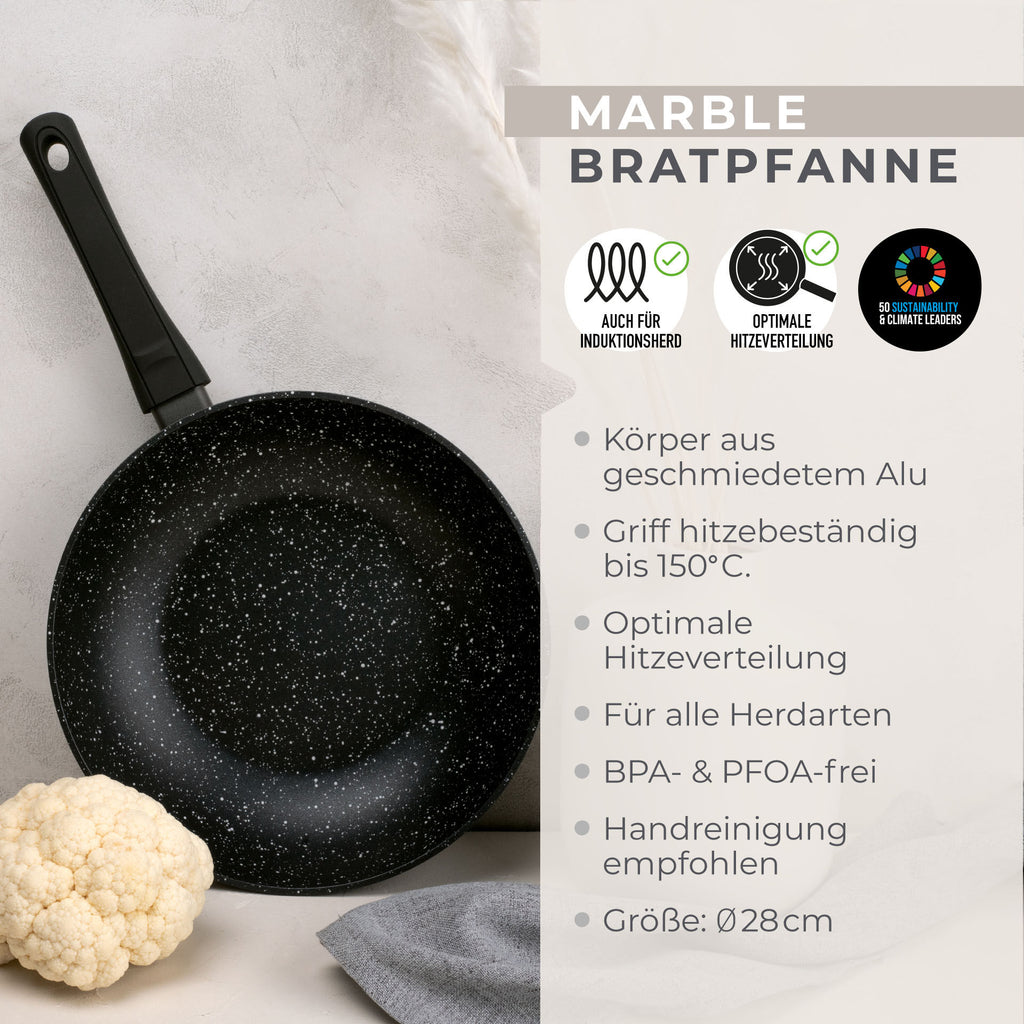 Softtouch håndtak på Wokpanne Marble non-stick Ø28 cm
