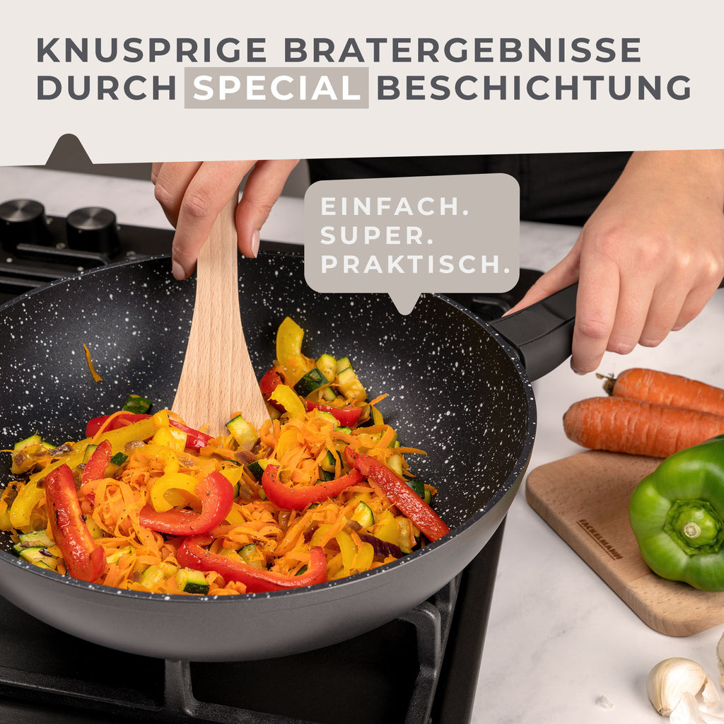 Detalj av marmorlook på Wokpanne Marble non-stick Ø28 cm