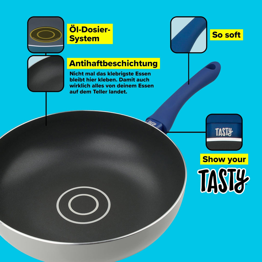 Oversikt over Wokpanne non-stick Ø28 cm med oljedoseringssystem - Tasty sideprofil