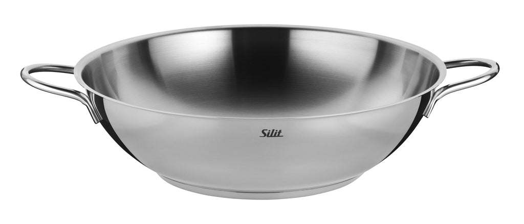 Wokpanne rustfritt stål 32 cm induksjon ovnssikker SILIT forfra
