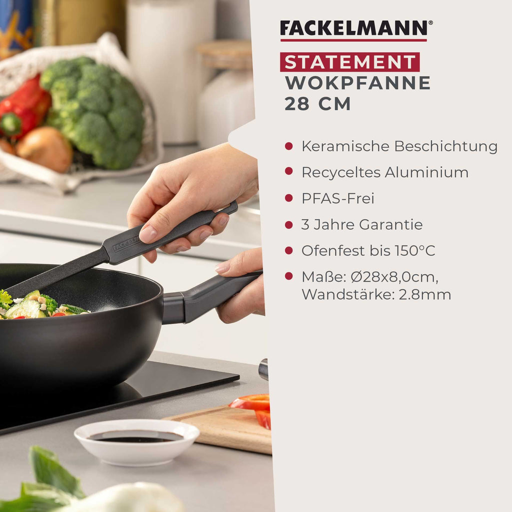 Wokpanne Statement keramikk non-stick Ø28 cm aluminium montert på komfyr
