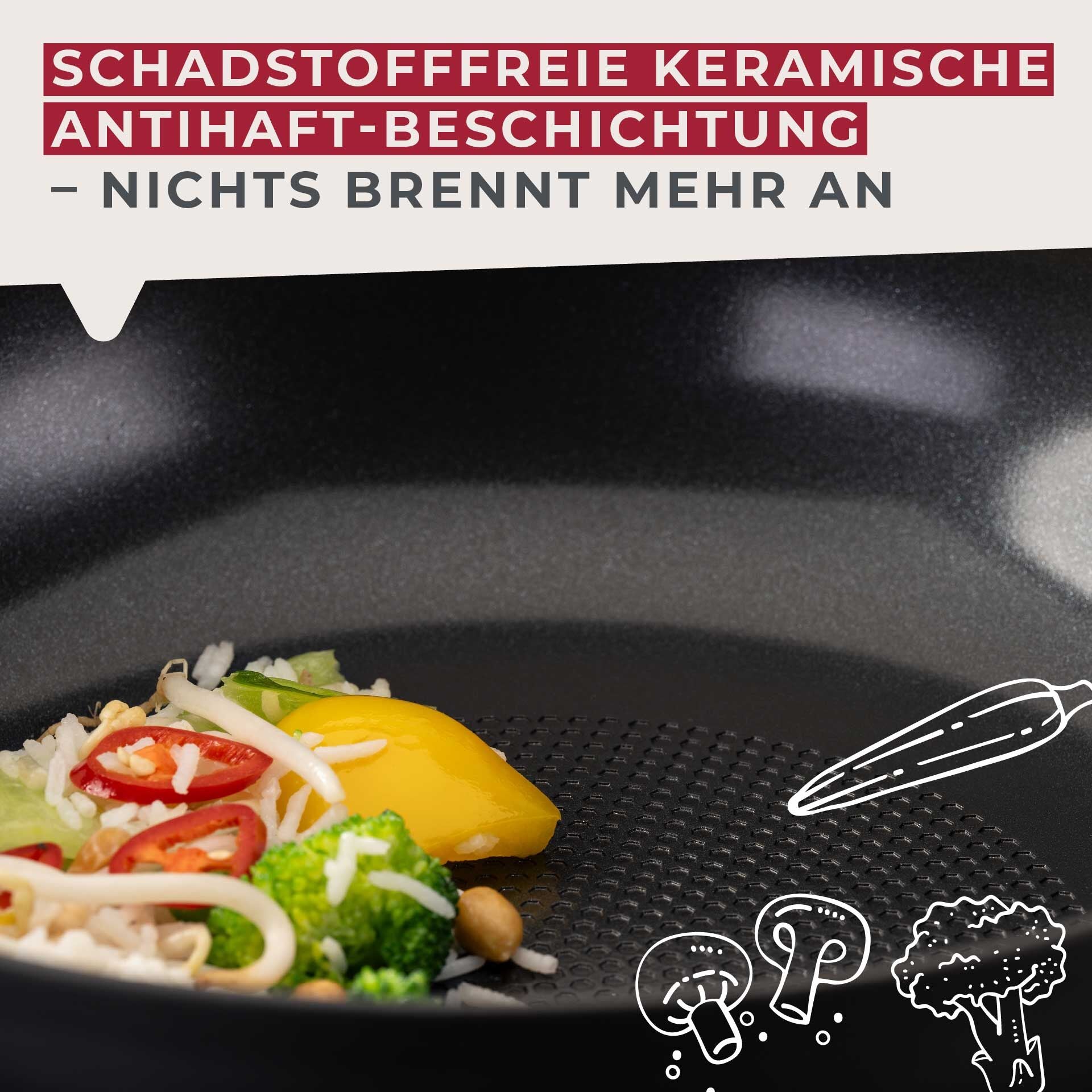 Wokpanne Statement keramikk non-stick Ø28 cm aluminium nærbilde av håndtak