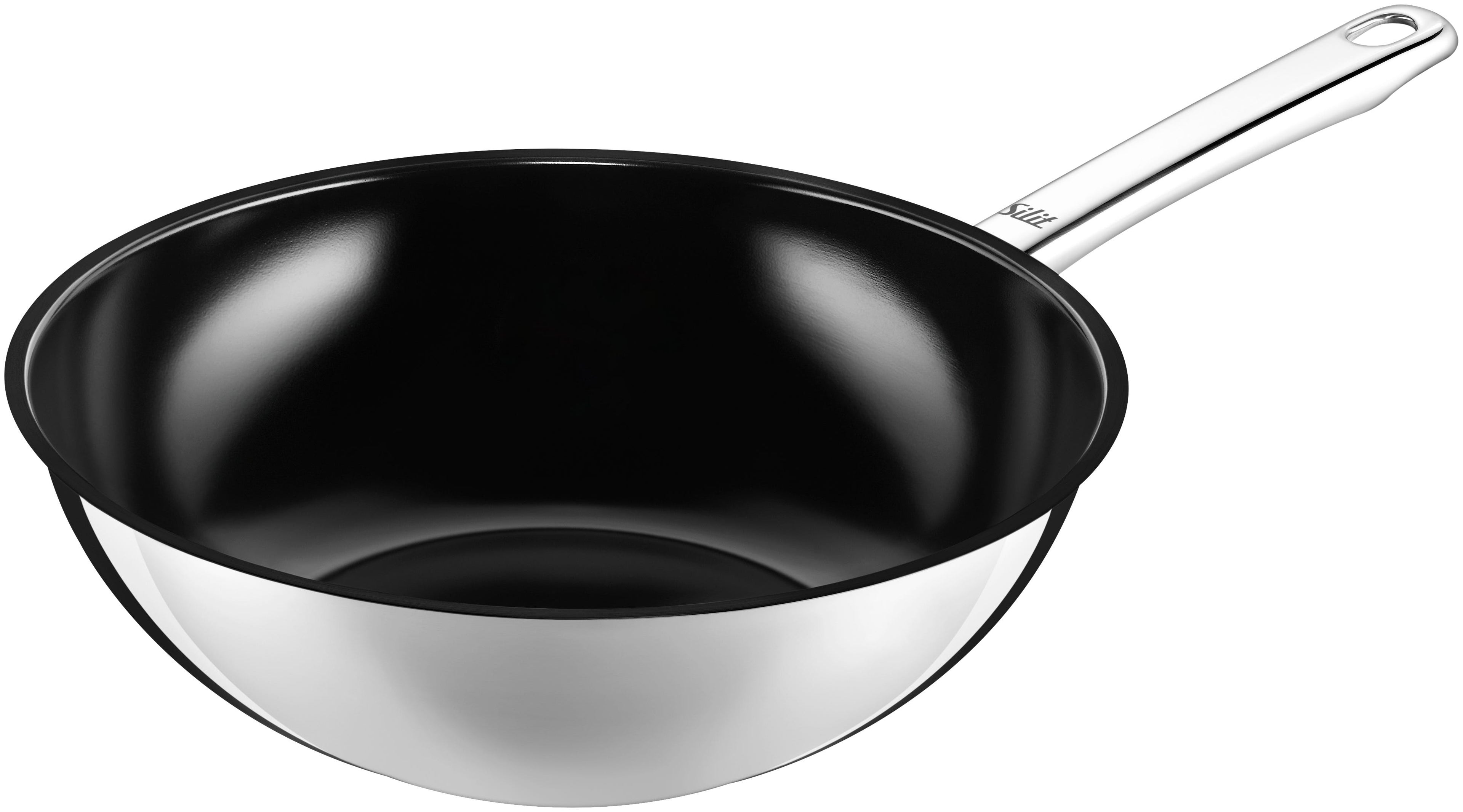 Wokpanne Wuhan 28 cm rustfritt stål keramisk non-stick forfra